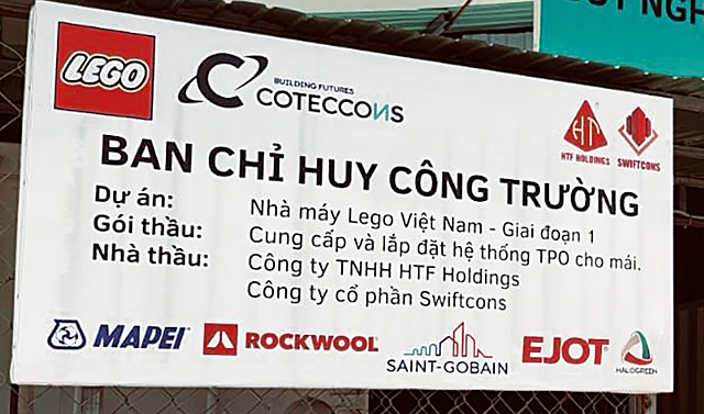 Lego Vietnam construction site sign