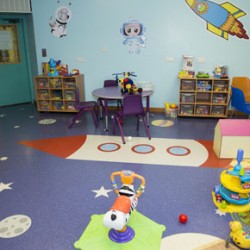 The space-themed flooring design installed at the Nightingale Children's Ward