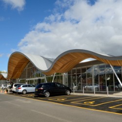 The 'leaf-shaped' porch at Redfields garden centre, achieved using Protan's single ply membrane